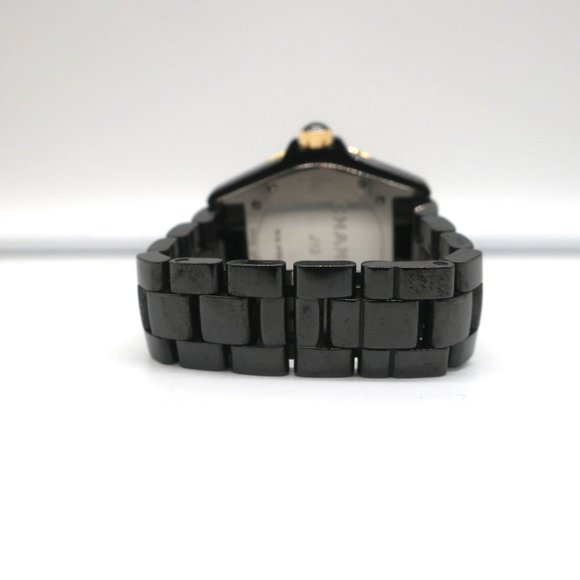 CHANEL J12 38MM WATCH BLACK CERAMIC AND 18K GOLD WITH DIAMONDS H2180 - Picture 4 of 10